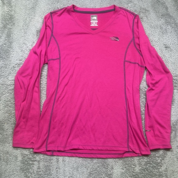 The North Face Shirt Women L Pink Long Sleeve Flashdry Base Layer Outdoor Ski - Picture 1 of 12